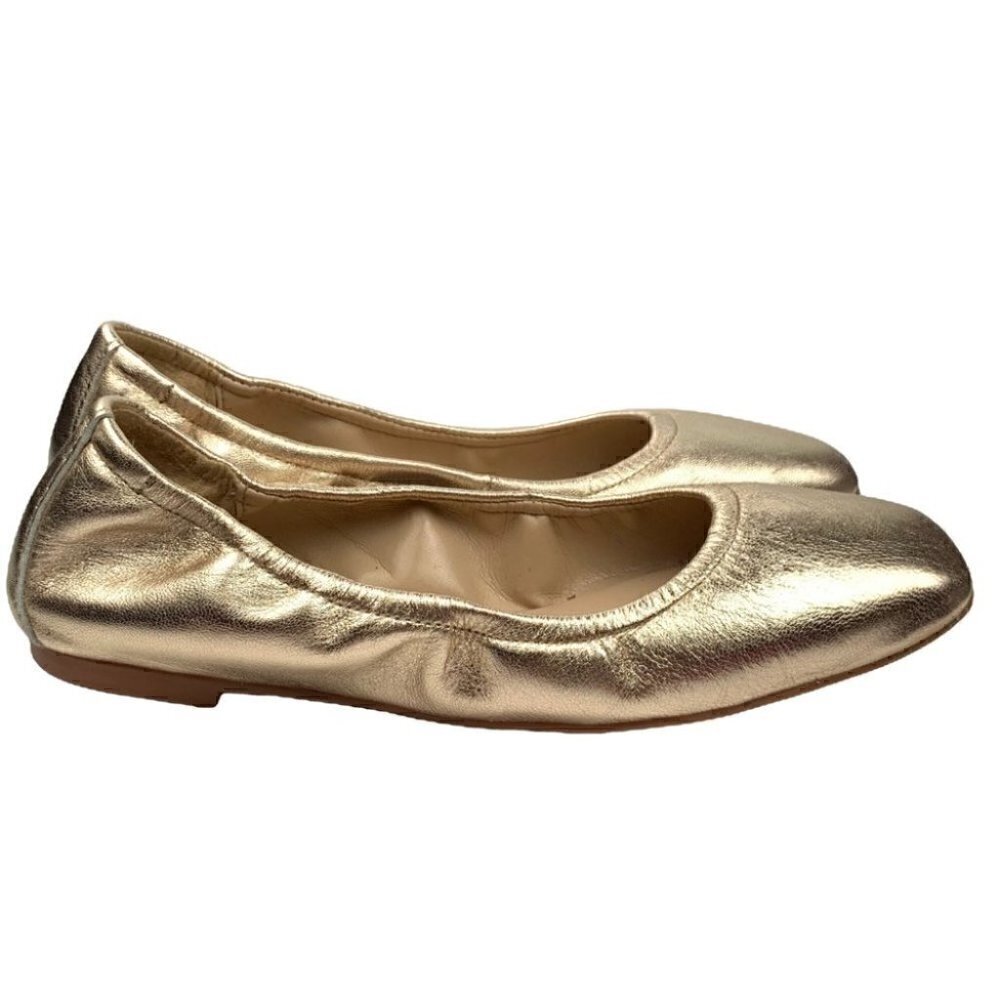 New Vince Camuto ballet flats Brindin sz 6.5 Egyptian gold leather square toe - Picture 13 of 13